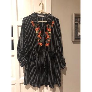 tunic button down shirt